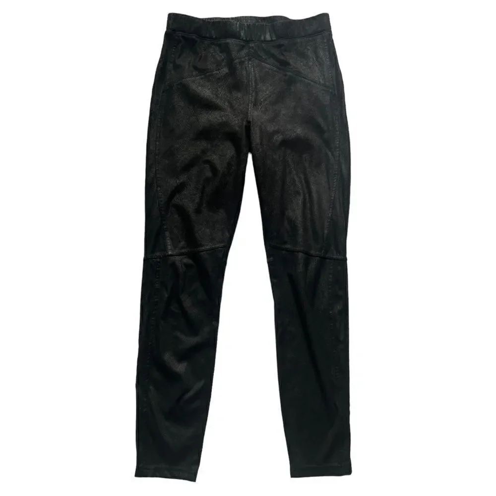 Free People Midnight Black Vegan Faux Suede Skin Leggings Pants sz S